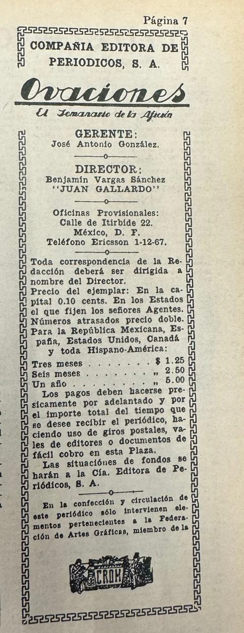 Imagen histórica de los primeros números del periódico